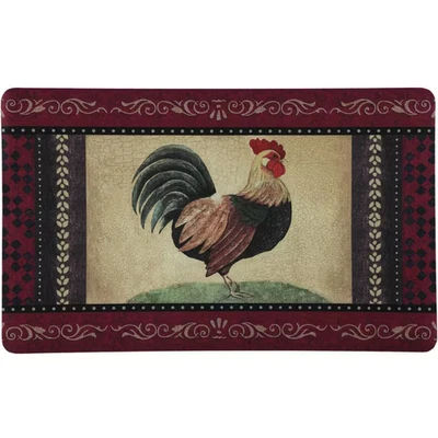 J&V TEXTILES 18 In. X 30 In. Vintage Rooster Kitchen Cushion Floor Mat