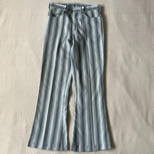 1970s textured striped flare legged trousers disco pants mod preppy 30x28 retro - Picture 1 of 9