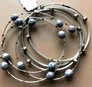 Seasonal Whispers 2 Tone Gray Multiple Beads Bracelet Set of 6 #512 - Picture 1 of 2