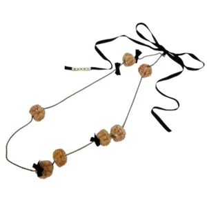 Marni Necklace Flower Ribbon Chain Long Black Gold Pink Length 76cm 120cm Used 3 - Picture 1 of 7