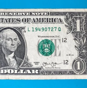 1949 July 27 (L 19490727 Q) BIRTHDAY NOTE $1 One Dollar Bill - Picture 1 of 4