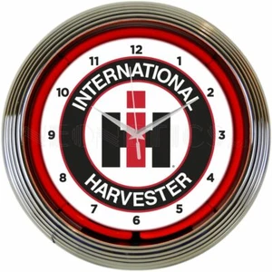 International Harvester Red Neon Wall Clock 15" Diameter 8CASEH Neonetics - Picture 1 of 4
