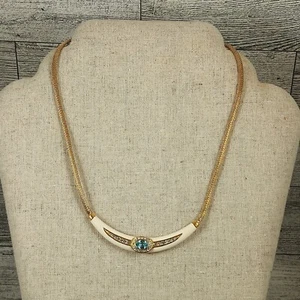 Collar Gargantilla Christian Dior De Colección Años 80 Raro Esmalte Barra Tono Dorado Malla Cadena - Imagen 1 de 7