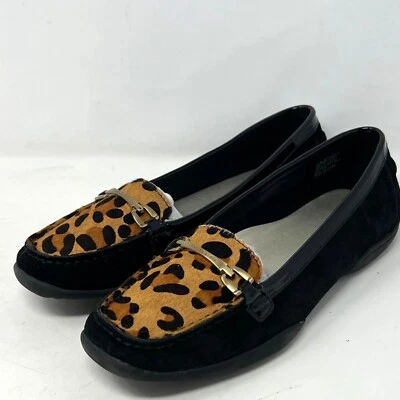 Mocasín Anne Klein iflex Gruffin pelo de becerro leopardo negro cuero mafia esposa 10,5 M Foto 1 de 4