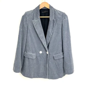 Zara Woman Zweireiher Cord Blazer Jacke Gr. S Blau Baumwolle Oversized - Bild 1 von 12
