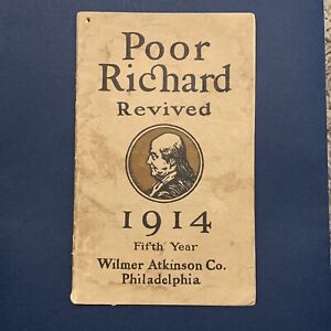 1914 POOR RICHARD REVIVED ALMANAC FIFTH YEAR WILMER ATKINSON CO. PHILADELPHIA