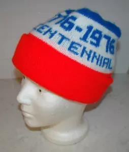 Berretto vintage maglia berretto teschio teschio bicentenario 1976 rosso bianco blu USA - Foto 1 di 6