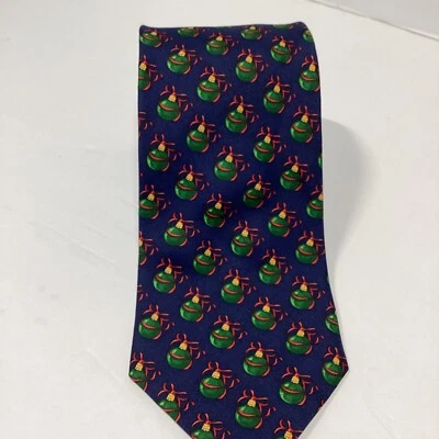 Corbata de seda Brooks Brothers Makers para hombre adornos navideños azul verde rojo Foto 1 de 4