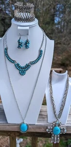 Vtg Turquoise Lot Necklaces Earrings Bracelets Mix & Match Or Alone - Picture 1 of 11