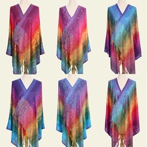 Rainbow Paisley Pashmina Scarf | Light Weight Shawl Women Long Stole Wrap Stole - Picture 1 of 9