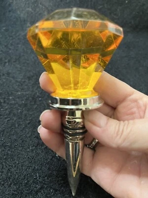 Пробковая пробка для винных напитков металлический искусственный драгоценный камень янтарный цвет - Изображение 1 из 4