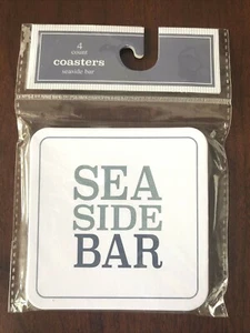 Package of 4 Nautical Themed Bar Drink Paper Coasters "Sea Side Bar" - Picture 1 of 1