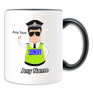 Personalisiertes Geschenk britischer Transport Polizei Becher Geldbox Tasse schwarze Haaruniform - Bild 1 von 21