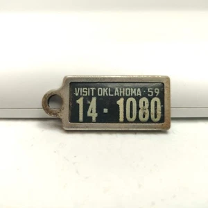 RARE VTG DAV Disabled Veterans Mini License Plate Key Chain Ring OKLAHOMA 1959 - Picture 1 of 2