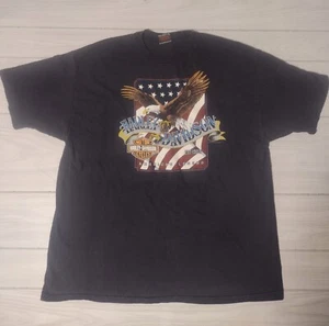 Vintage Harley Davidson T Shirt Bald Eagle American Flag Black XXL - Picture 1 of 7