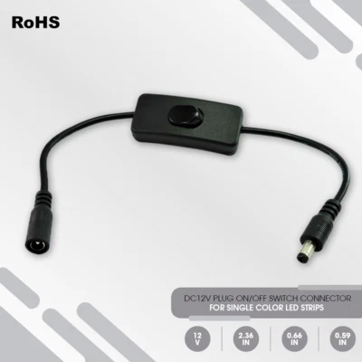 DEMASLED 12V LED Light Strip In-line On Off Switch With Male Female 2.1mm 5.5mm Connector