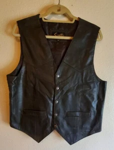 Scully Leather Mens Brown Soft Touch Lamb Lambskin Snap Vest Size M - Picture 1 of 7