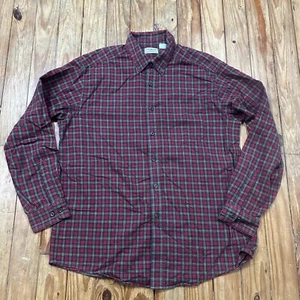 Camicia LL Bean flanella uomo grande rosso verde a quadri con bottoni Cabincore 0WT65 - Foto 1 di 9