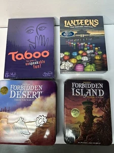 Lot4 Modern Board Games Taboo Lanterns Forbidden Desert Forbidden Island Mensa - Picture 1 of 3