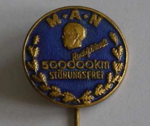 MAN 500 000 km störungsfrei Rudolf Diesel emailliert gold PIN LKW Anstecknadel - Bild 1 von 1