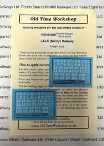 Old Time Workshop NG49/009 L&LS (Swilly) Railway Freight Stock Decals OOn3 - Picture 1 of 1