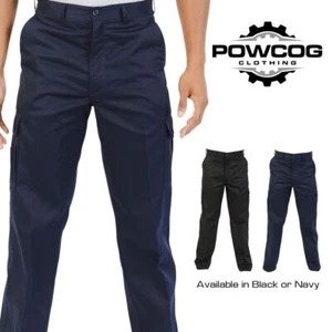 Quality Men's Cargo Combat Work Trousers - BLACK or NAVY, Waist Sizes 28" - 54" - Picture 1 of 6