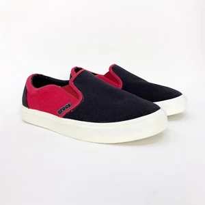 Zapatos sin cordones Crocs para niños de lona negros rojos talla J 1 - Imagen 1 de 7