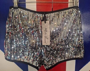 NEW SILVER SEQUINNED HOT PANTS/SHORTS- SEE VIDEO! - Picture 1 of 7