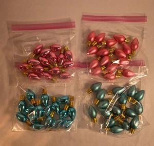 Colorful Bulb Ornaments Christmas Light Bulb Shapes Frosted Glossy Blue Pink - Picture 1 of 5