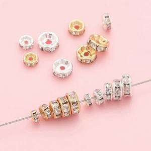 Brand New Spacer Beads Jewelry Making Copper+Rhinestone/Crystal Sliver/Gold - Picture 1 of 22