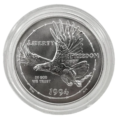 1994 W U.S. POW Museum Commemorative BU/UNC Silver Dollar $1 CAPSULE ONLY - Image 1 of 4