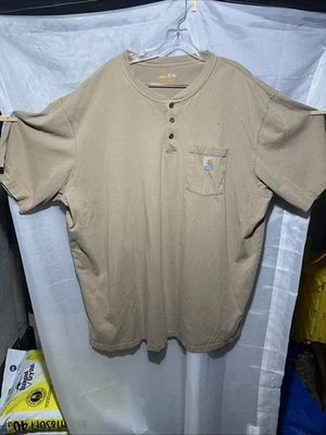 Carhartt Men's Henley Short Sleeve Shirt Taupe Brown 3XL TALL - Image 1 of 4