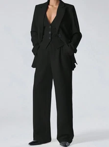 Women's V-Neck Tank Top + Long Sleeve Jacket + Long Pants Elegant Suit Set - Picture 1 of 8