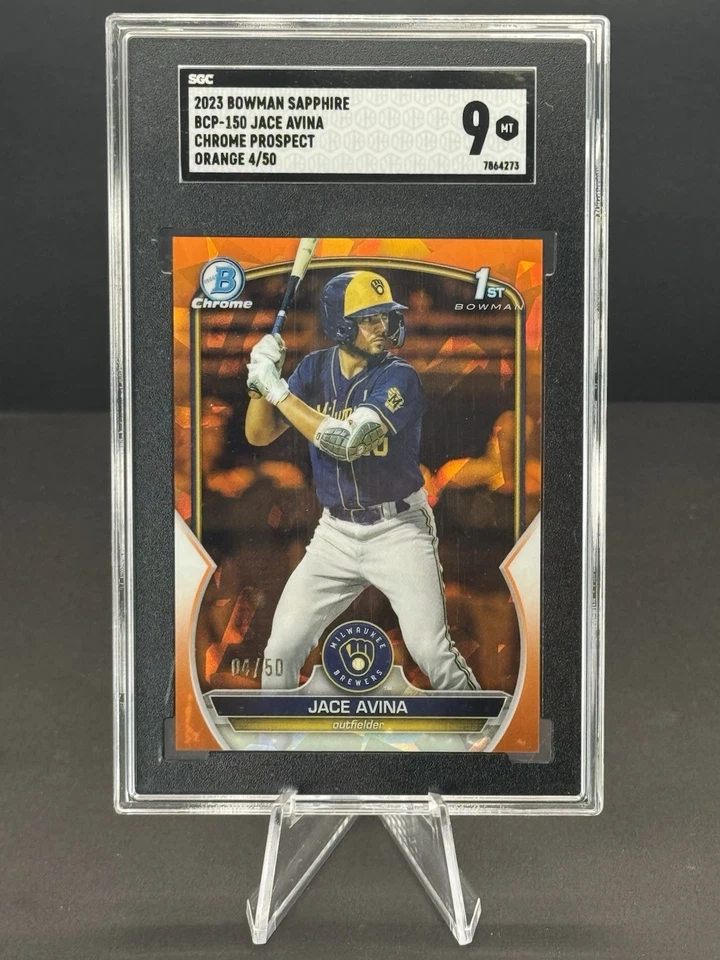 Jace Avina 2023 Bowman Sapphire Edittion #BCP-150 Orange Chrome Prospect /50 - Image 1 of 4