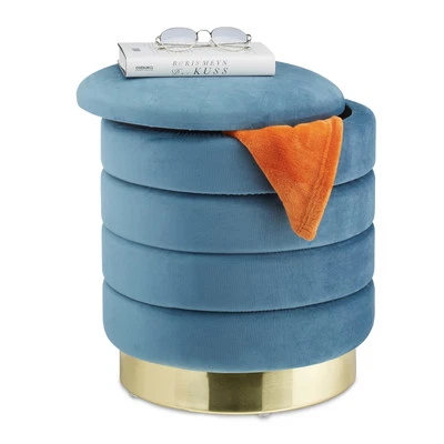 Samthocker Stauraumhocker Beistellhocker Deko Hocker elegant weich Polsterhocker - Bild 1 von 4