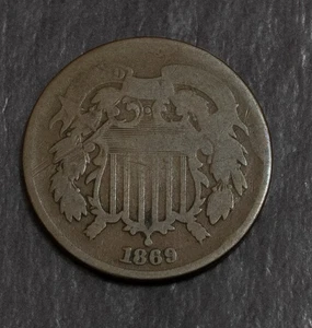 1869 Two Cent Piece Good Scuffs Lot 3495 - Picture 1 of 2