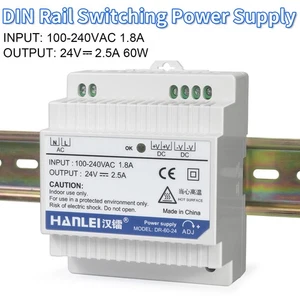 Fuente de alimentación conmutada Din Rail AC 110V 220V a DC 24V 2.5A para tira de luz LED - Imagen 1 de 8