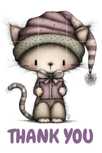 Weihnachten Kätzchen Danke Postkarte für Post Junk Journal Sammelalbum Kartenherstellung Topper - Bild 1 von 2