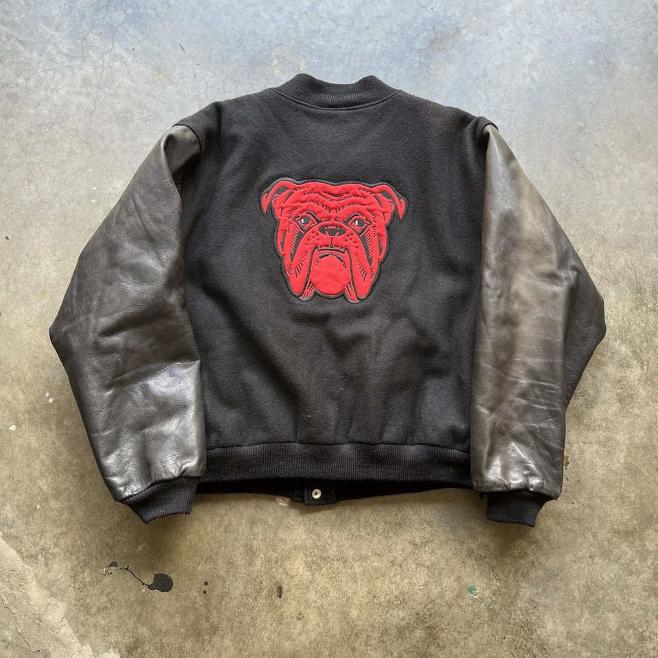 Vintage 90s Red Dog Beer Varsity Promo Leather Sleeve Embroidered Jacket Size XL - Image 1 of 4