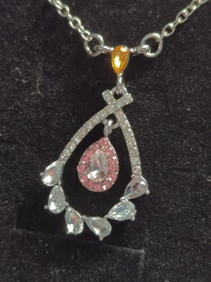 Collar de Cuarzo Multicolor Acero Inoxidable Rosa Blanco Naranja Wishbone Pera... Foto 1 de 4