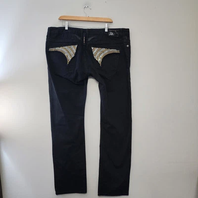 Jeans Robins Tachonados Solapa Larga Para Hombre 42x35 Negro Dorado Marca Denim Estrás  Foto 1 de 4