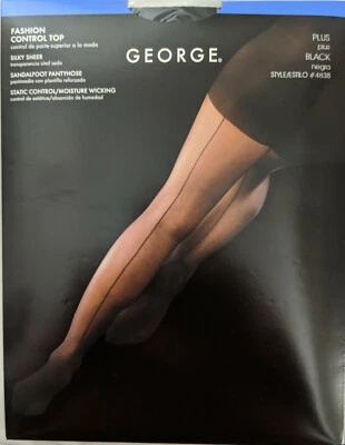 2 Pair George Fashion Back Seam Control Top Silky Sheer Pantyhose - Image 1 of 2