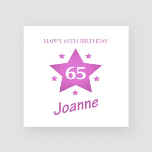 Tarjeta de cumpleaños 65 personalizada hecha a mano para su nan mamá abuela estrellas rosas - Imagen 1 de 6