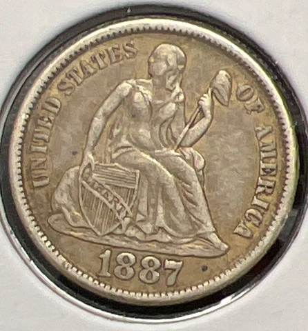 1887-S SEATED LIBERTY SILVER DIME GRADES CHOICE EXTRA FINE ACTUAL COIN #C13590 Cover