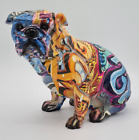Graffiti Art Paper Mache Style Sitting Pug / Bulldog Dog Figurine Ornament