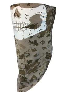 NEW SKULL BANDANA BROWN DIGI ACU CAMO NECK FACE HUNTER NECK BANDANA VELCRO®Brand - Picture 1 of 5