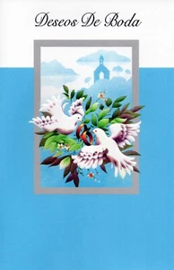 Spanish DESEOS DE BODA Wedding Wishes Card, Doves by Premium Greetings +Envelope - Picture 1 of 4