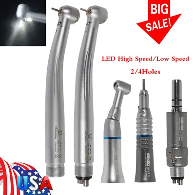 Kit de pieza de mano dental de alta/baja velocidad estilo NSK generador eléctrico turbina LED 2/4 orificios Foto 1 de 2