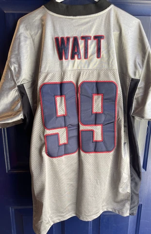 Nike JJ Watt 99 NFL On Field Gray Silver Texans Jersey Size 48 Lg Sewn Stitched Cover