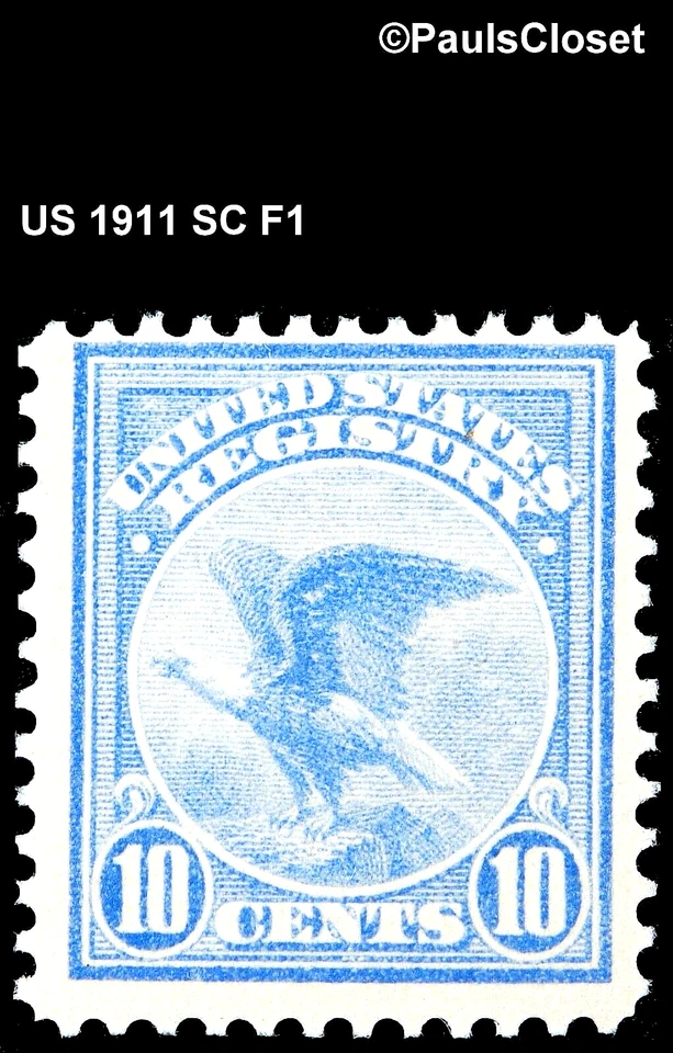US 1911 SC F1 REGISTRY STAMP ULTRAMARINE 10¢ MINT NEVER HINGED OG FINE #2 - Image 1 of 2